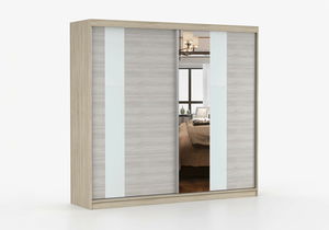 Dulap de haine Mebur 32 230 (stejar sonoma + kathult + sticlă albă + Oglindă)