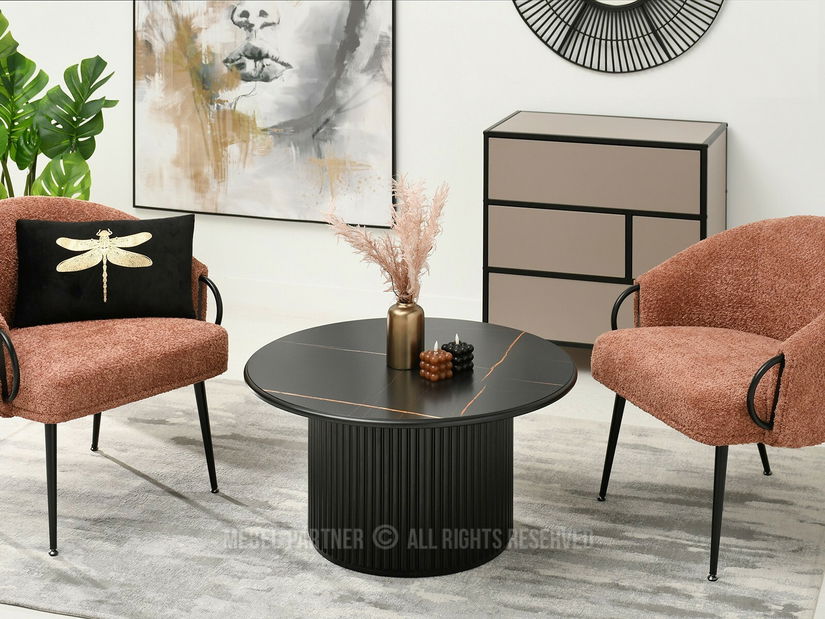 Măsuță cafea Dolfy (marmură negru + negru) *resigilat