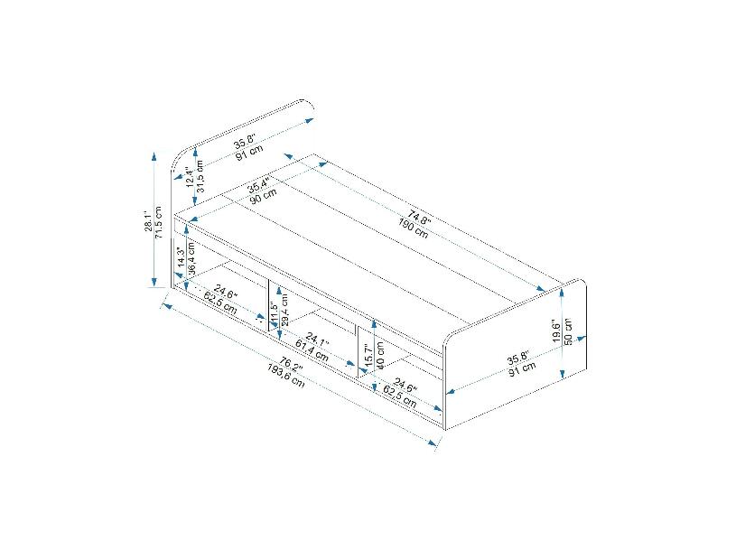 Jednostruki krevet 90 cm Pelavi 1 (atlantski bor + antracit) (s podnicom)