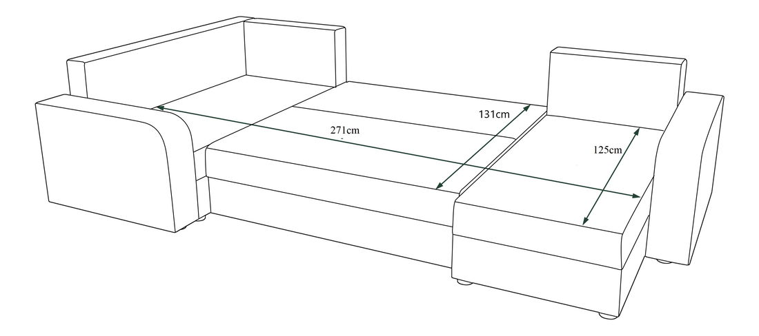 Colțar în formă de U Harmony Long (Gri + Negru) (D)