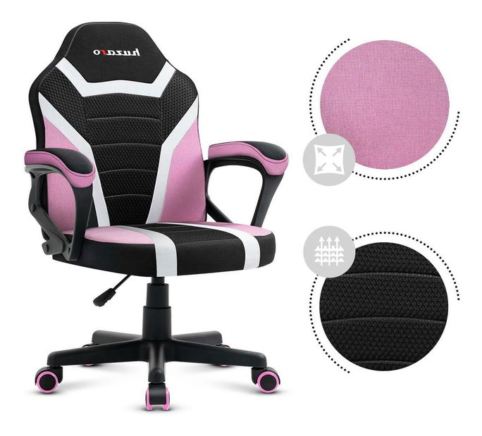 Scaun gaming pentru copii Rover 1 (negru + roz)