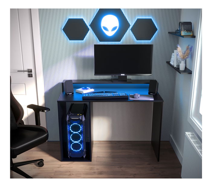 Masă PC pentru gaming Garrick 2 (negru) (cu iluminat LED RGB)