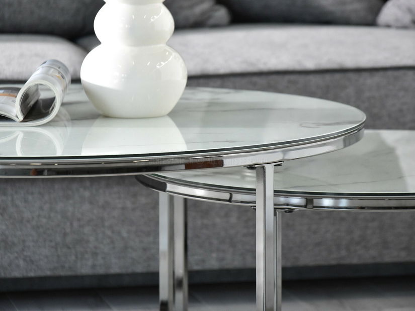 Dohányzóasztal Grande (fehér márvány + fekete)