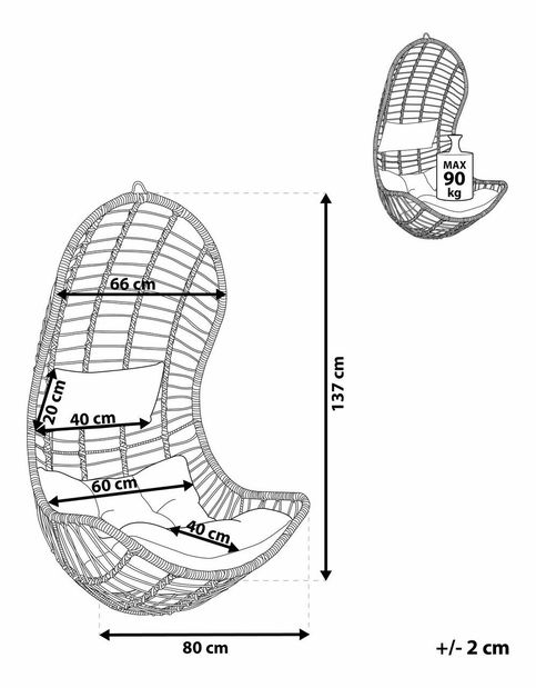Závesné kreslo PINOGRO (polyratan) (béžová)