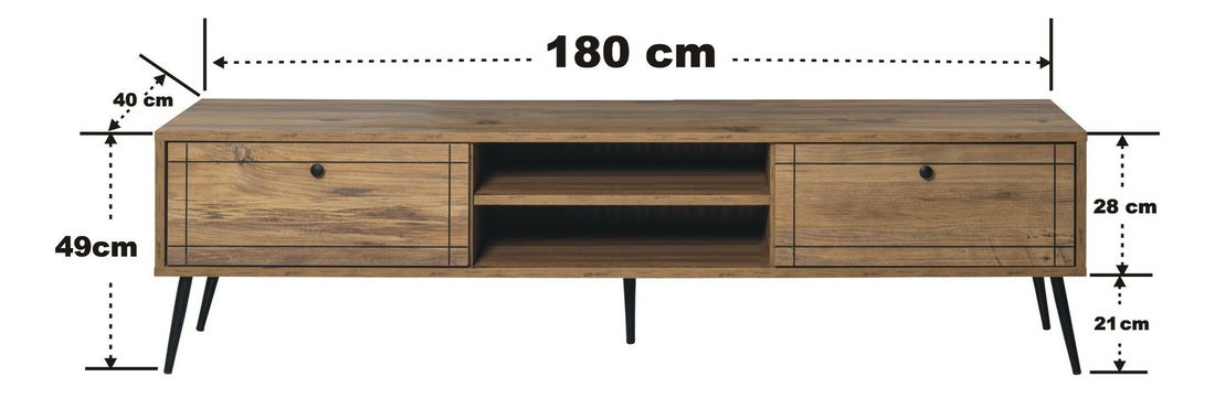 TV asztal/szekrény Broadway (atlanti fenyő + fekete)