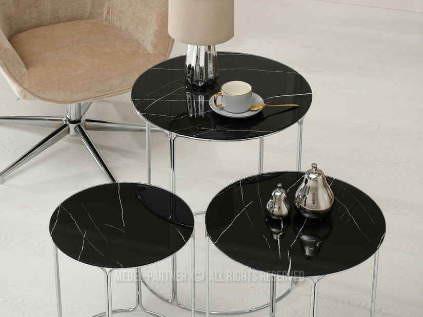 Stolić za kavu Belianni Zest (crni mramor + krom)