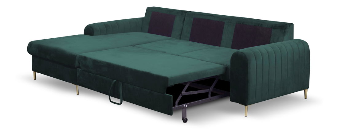 Rohová sedacia súprava Monique (tmavozelená) (L)