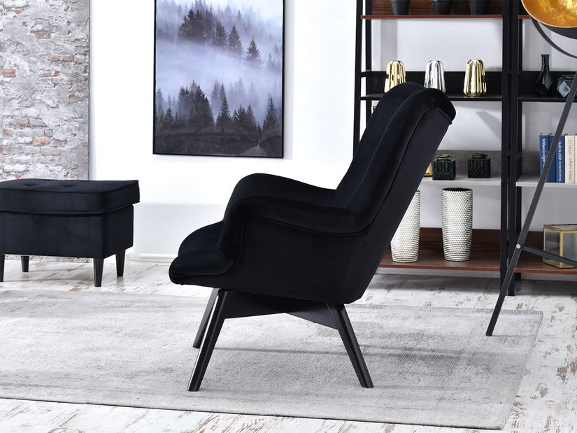 Relaxačné kreslo Florentino (čierny zamat + čierna)