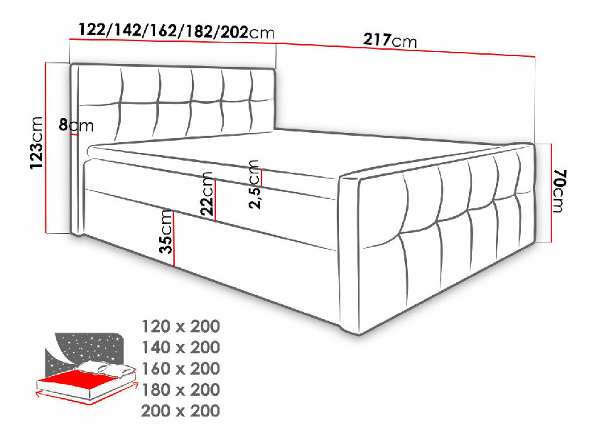 Franciaágy Boxspring 140 cm Larnaca (fehér) *bazár