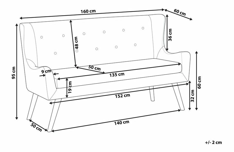 Pohovka dvojsedačka SABBY (svetlosivá)