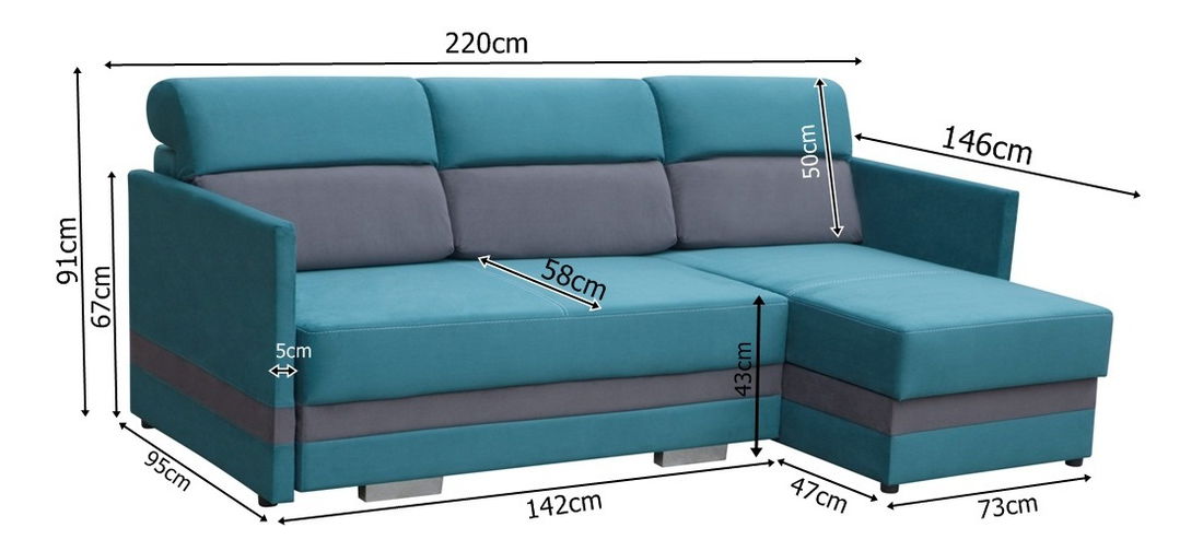 Colțar Kris (Albastru deschis + gri) (S)