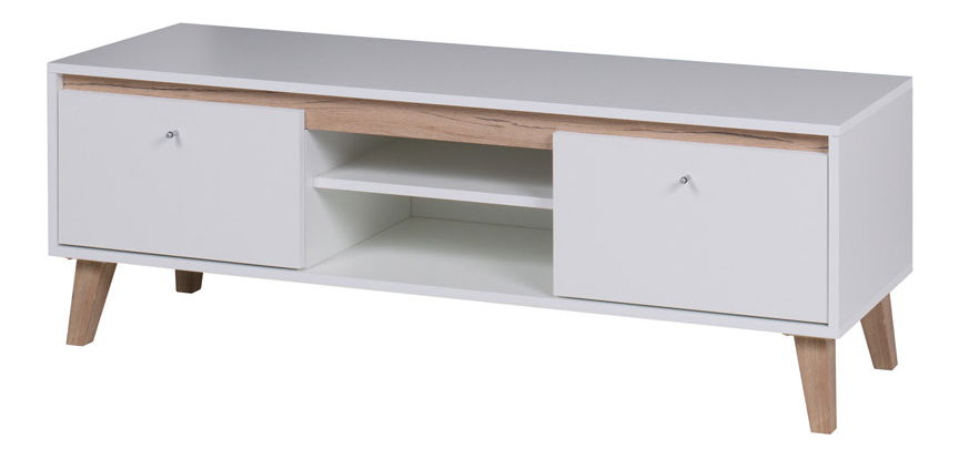 Masă TV Ovio RTV135 (Alb mat + Stejar san remo deschis)