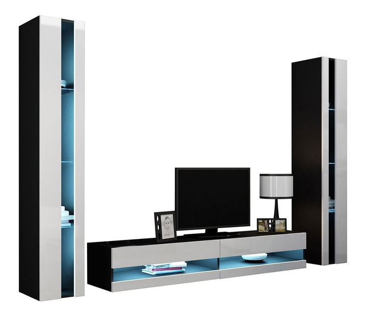 Nábytok do obývacej izby Ziggy III (čierna + čierny lesk)