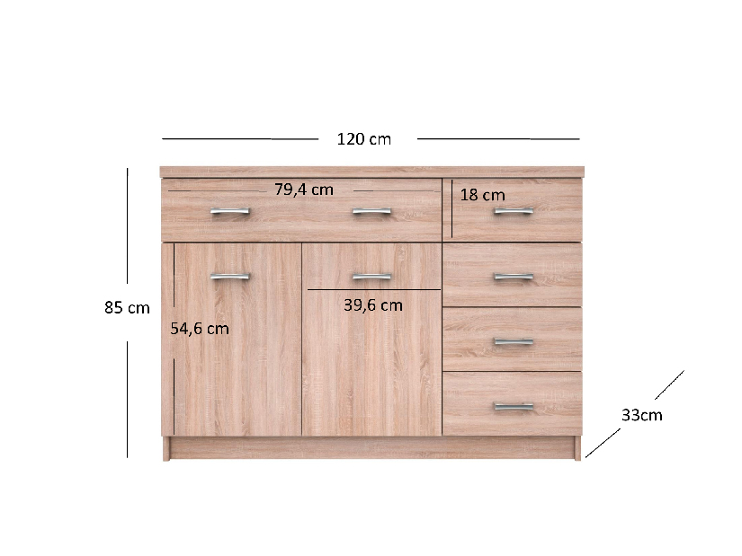 Komoda Tianna 2d5s (dub sonoma)
