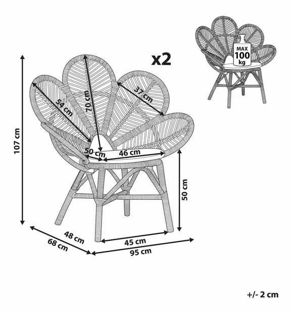 Set vrtnih fotelja (2 kom.) Fronia (prirodna)