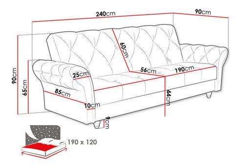 Sofa na razvlačenje Nyzopo (tamnosiva) (s prostorom za odlaganje)