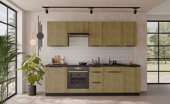 Kuchyňa 260 cm Carminia 2 (dub cremona + čierna)