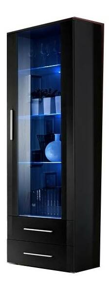 Vitrína Nelia 27 ZZ N1 (s osvetlením) (čierna + lesk čierny)