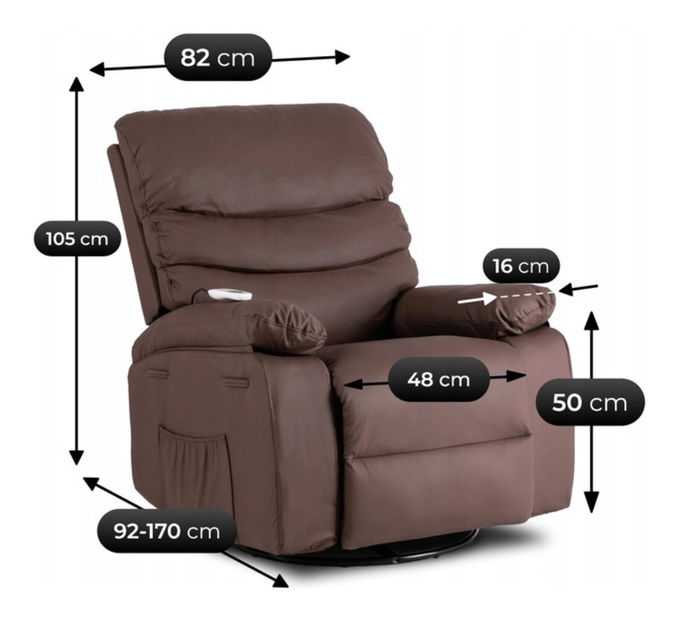 Masážne kreslo Bricke (hnedá) 