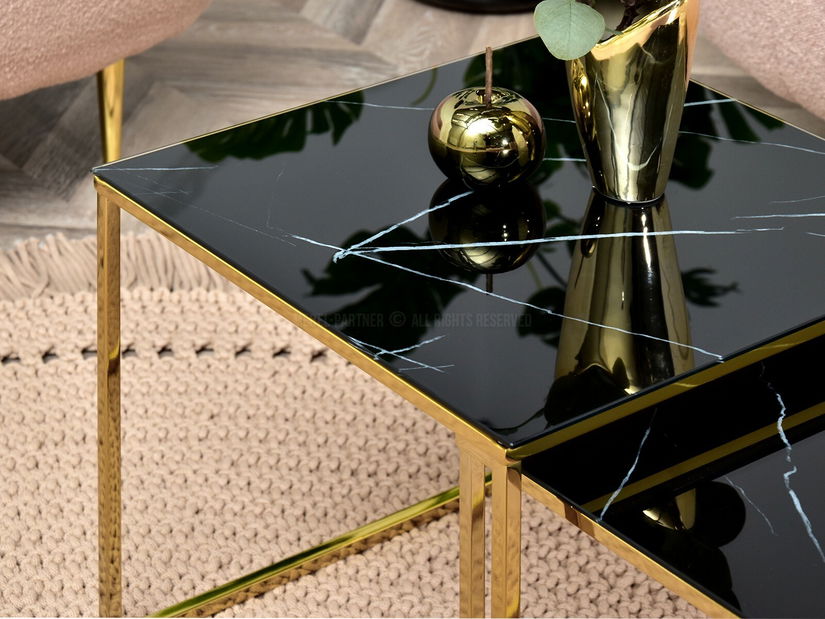 Măsuță de cafea Prana Law (marmură neagră + auriu)