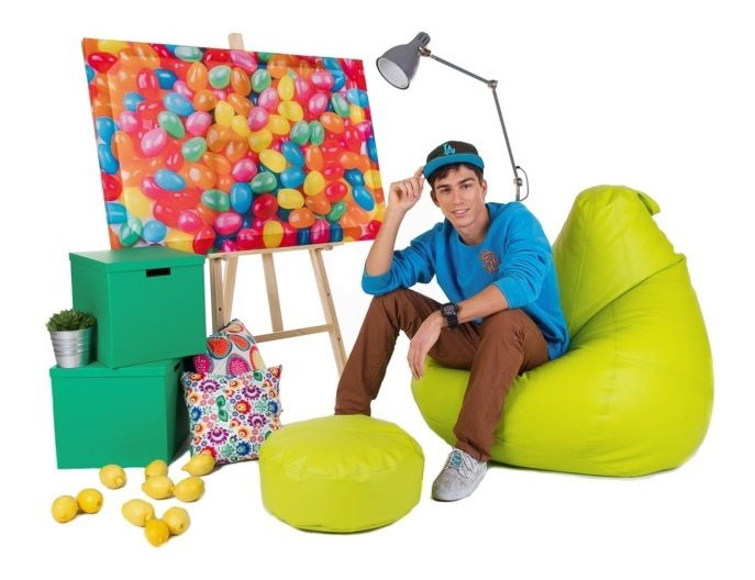 Fotoliu puf cu taburete Pară XXXL (limetă)