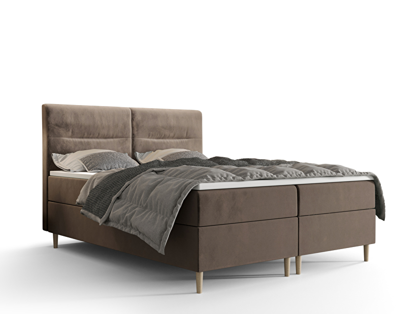 Franciaágy Boxspring 180 cm Saruta (barna) (matraccal és tárolóhellyel)