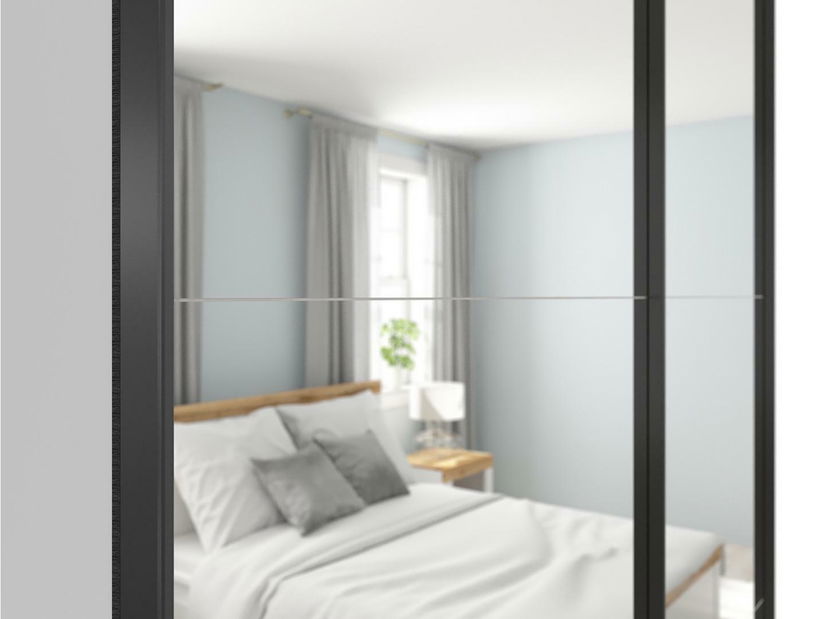 Šatníková skriňa s posuvnými dverami BRW Tetrix 32 (lesk biely) (so zrkadlom)