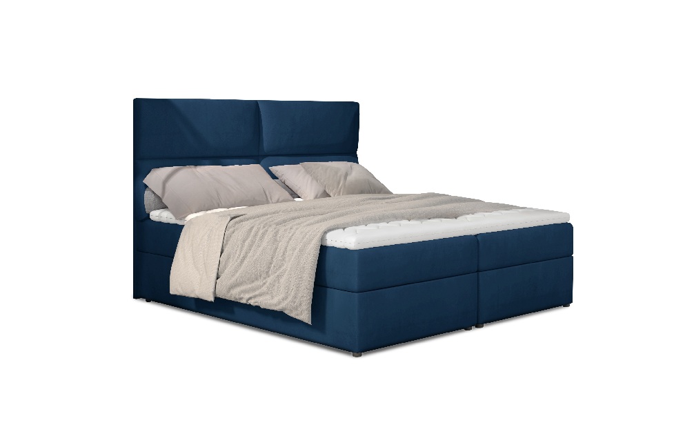 Manželská posteľ Boxspring 185 cm Alyce (modrá) (s matracmi)