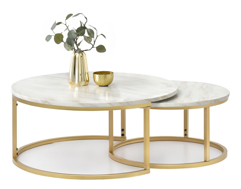 Konferenčný stolík Kolja Zest Xl (béžová + zlatá)