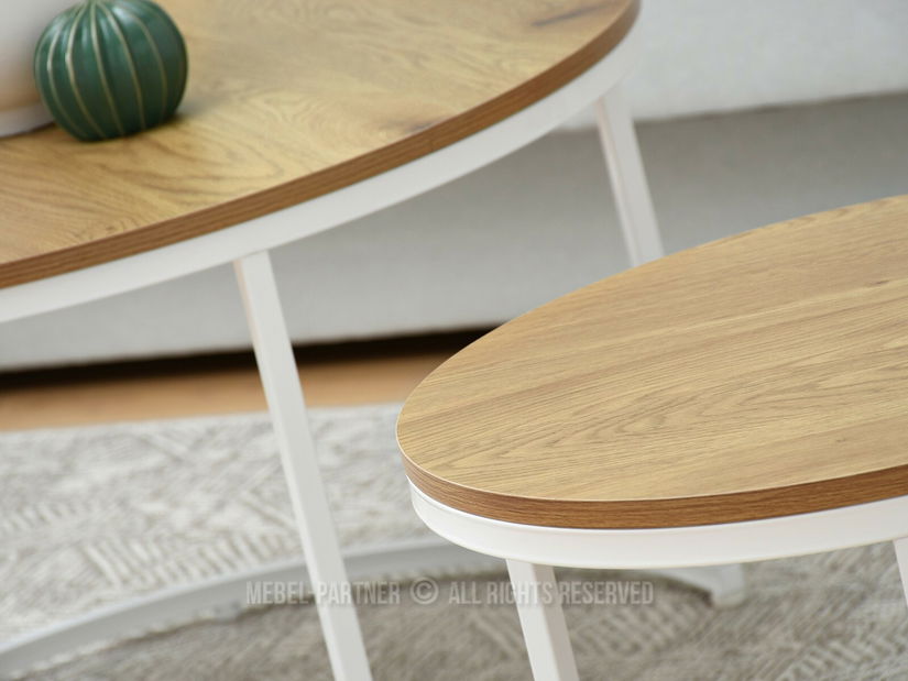 Stolić za kavu Klara (hrast + bijela)