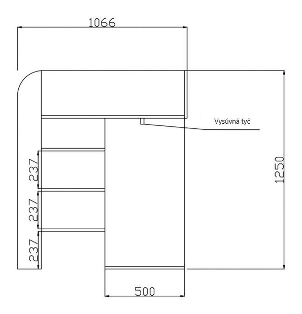 Pat multifuncțional 90 cm Toreno 1 (Alb + alb lucios + mânere gri lucios)