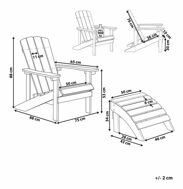 Záhradná stolička s podnožkou Adack (tmavozelená)