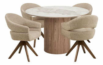 Set de masă Aloveria (alb + maro închis + maro)