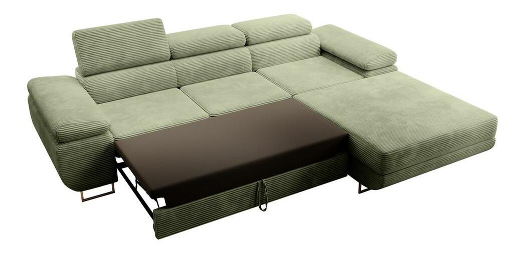 Rohová sedacia súprava Grande (P) (morská zelená + chrómová)