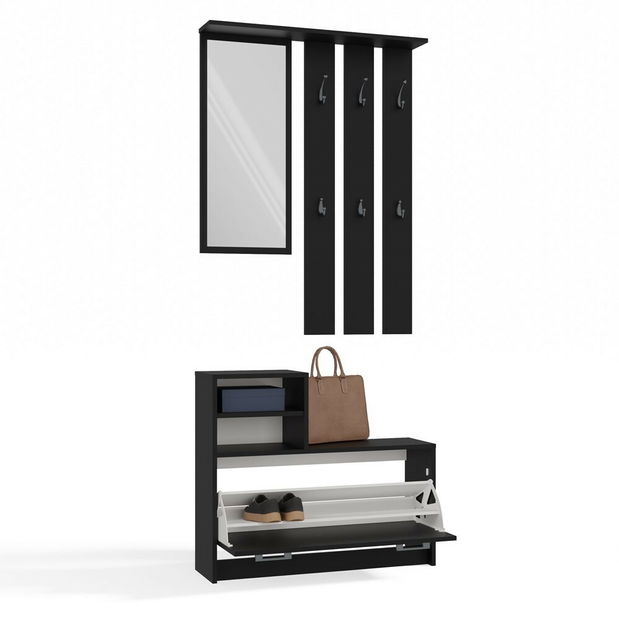 Set za predsoblje Vayan 1 (crna) (s ogledalom)