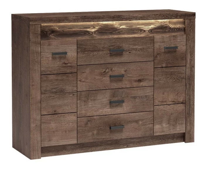 Comodă combinată Nadenas N7 (arin închis) (fără iluminat)