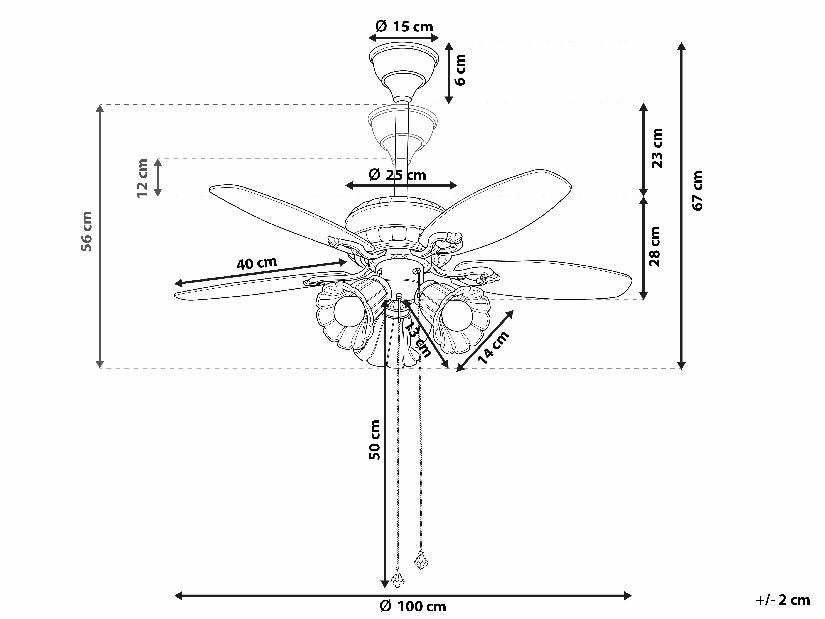 Ventilátor NALIDA (arany)