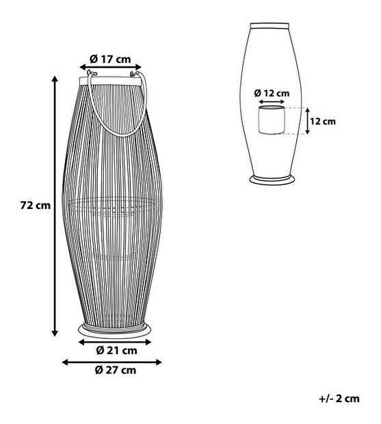 Lampáš TANIHI 72 cm (kov) (svetlé drevo)