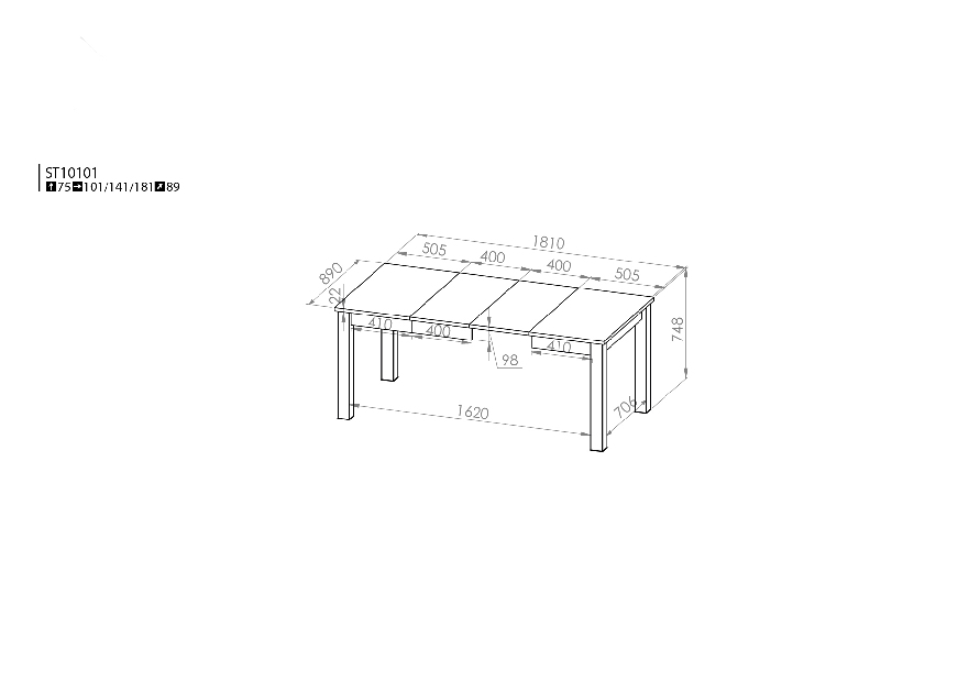 Masă de sufragerie Jord ST 10101-001 (pentru 6 sau 8 persoane) 