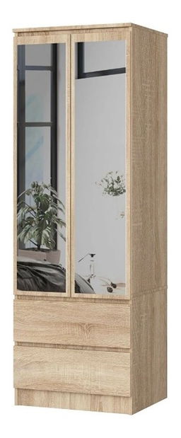 Ruhásszekrény Suman II (szonoma tölgy) (tükörrel)