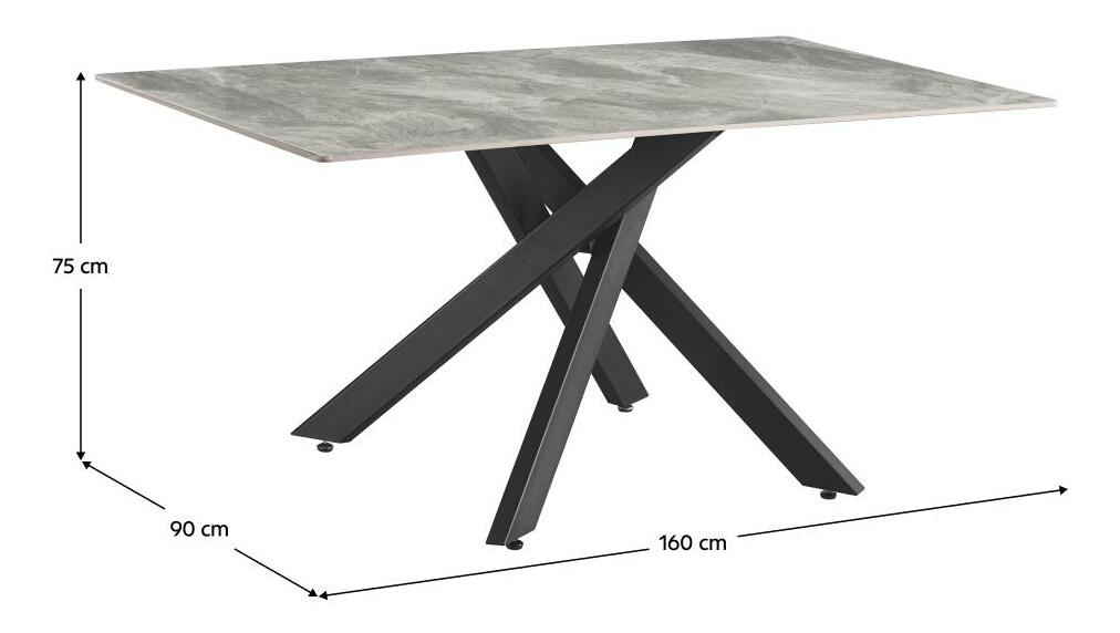 Blagovaonski stol Zendos (svijetlosiva + crna) (za 6 osoba)