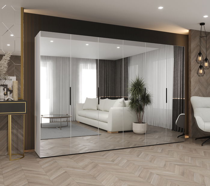 Ormar za garderobu 300 cm Mirabella 3 (bijela + crna)