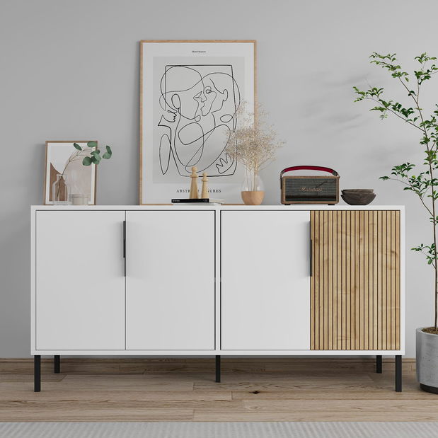 Komód Cantallia (fehér + zafír tölgy)