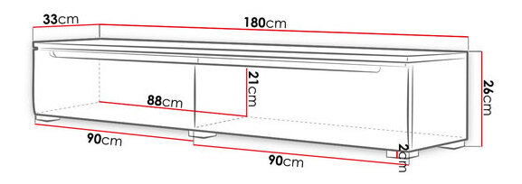 TV skrinka Mirjan Nyla Mirjan I 180 (biela + lesk biely) (osvetlenie LED biele)
