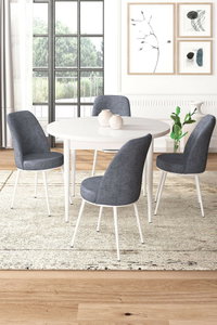 Set dining Torra (alb + fumuriu) (pentru 4 persoane)