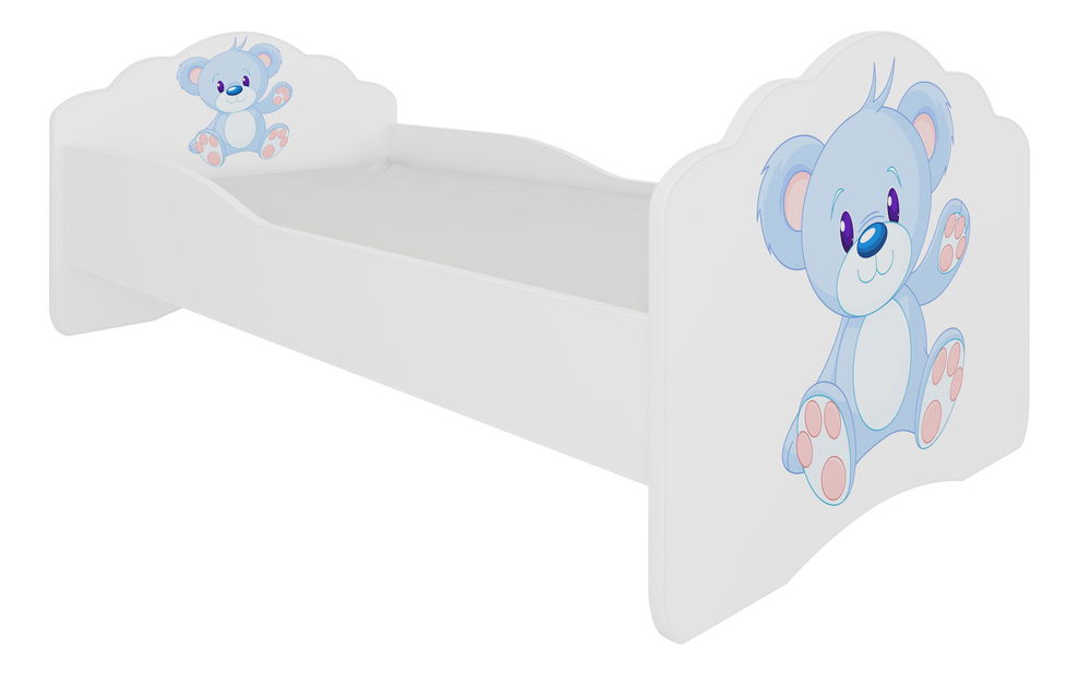 Pat pentru copii 140x70 cm Cassi (cu grilă și saltea) (ursuleț)