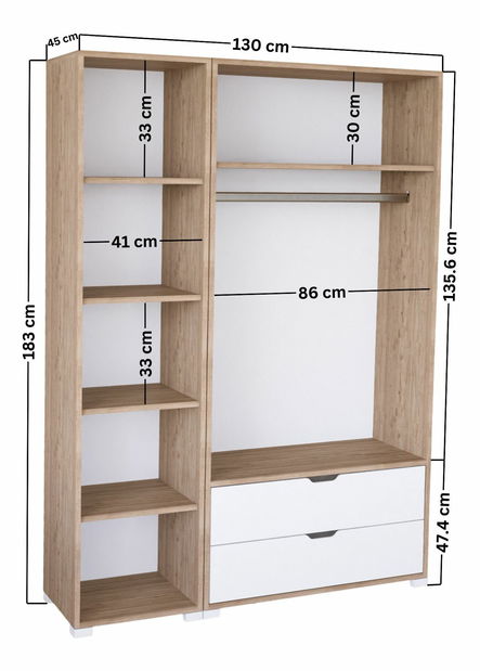 Ormar za garderobu Nissindira (svijetli orah)