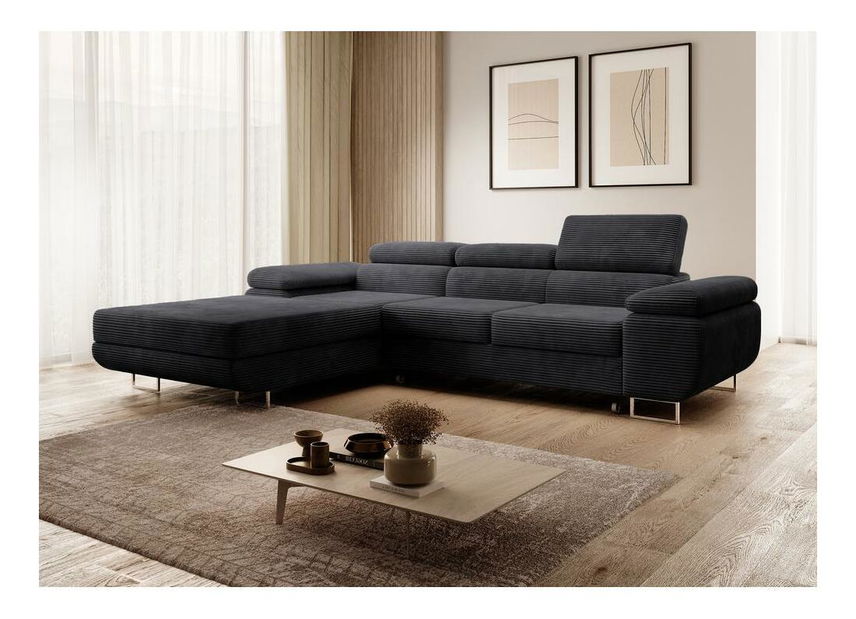 Kutna garnitura Grande (L) (tamnosiva + krom)