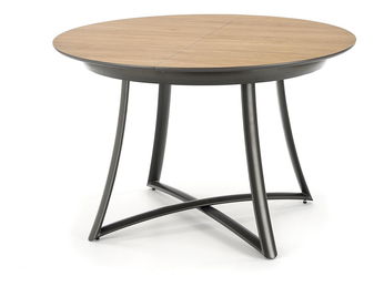 Masă de sufragerie extensibilă 118-140 cm Marya (lemn natural + negru) (pentru 4 6 persoane)