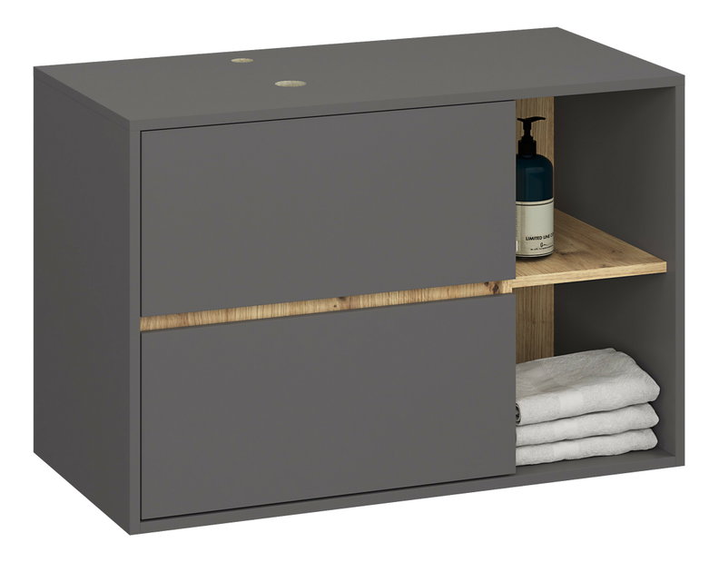 Set mobilier baie Vambos luxe (grafit + stejar artizanal)